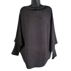 Philosophy Women's Sweater Black w/Gunmetal Sparkle Size XL‎ Dolman Sleeves NWT